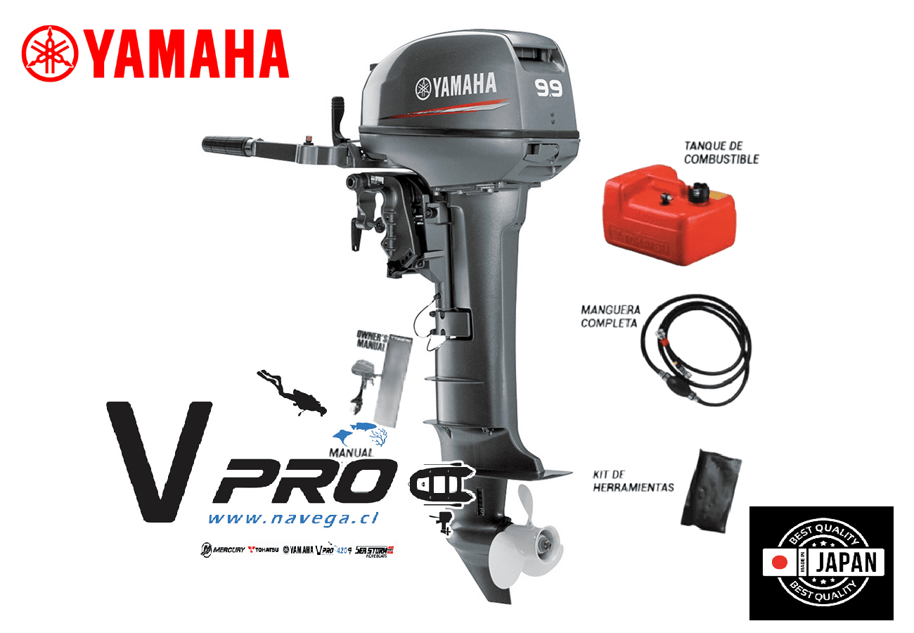 Motor fuera de borda Yamaha 9.9HP 2 tiempos Mando popero pata larga